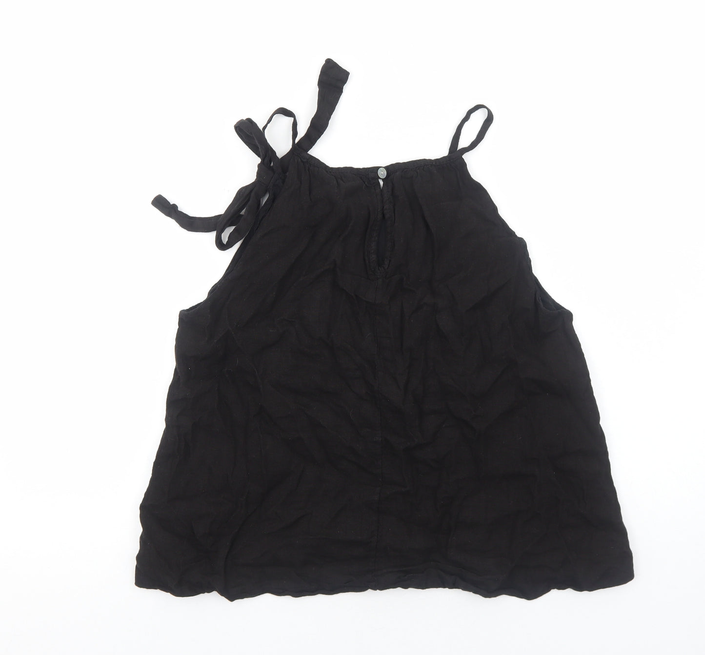 Preworn Womens Black Cotton Camisole Tank Size S Scoop Neck - Tie Neck Detail