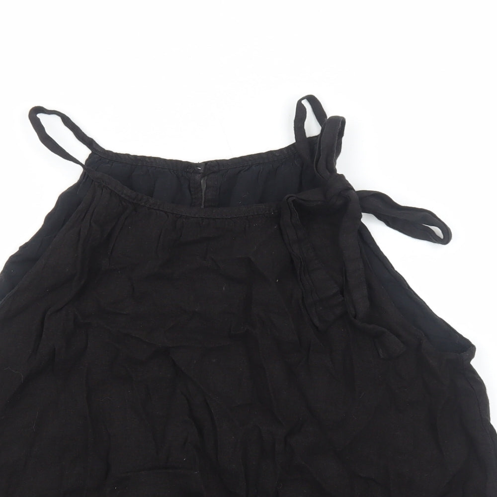 Preworn Womens Black Cotton Camisole Tank Size S Scoop Neck - Tie Neck Detail