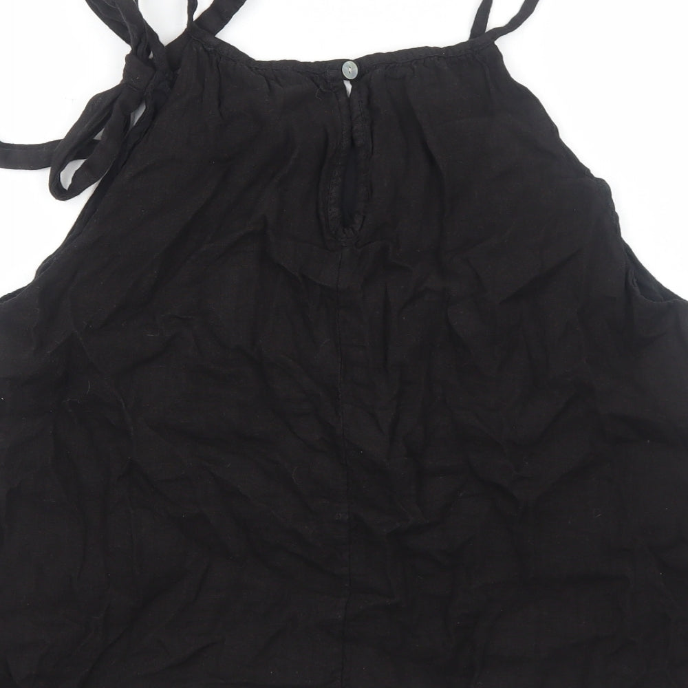 Preworn Womens Black Cotton Camisole Tank Size S Scoop Neck - Tie Neck Detail