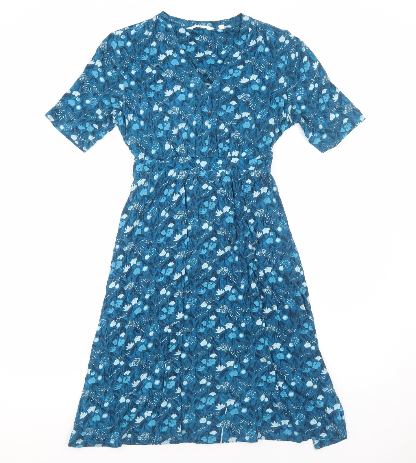 Seasalt Cornwall Womens Blue Geometric Viscose Fit & Flare Size 10 V-Neck Pullover