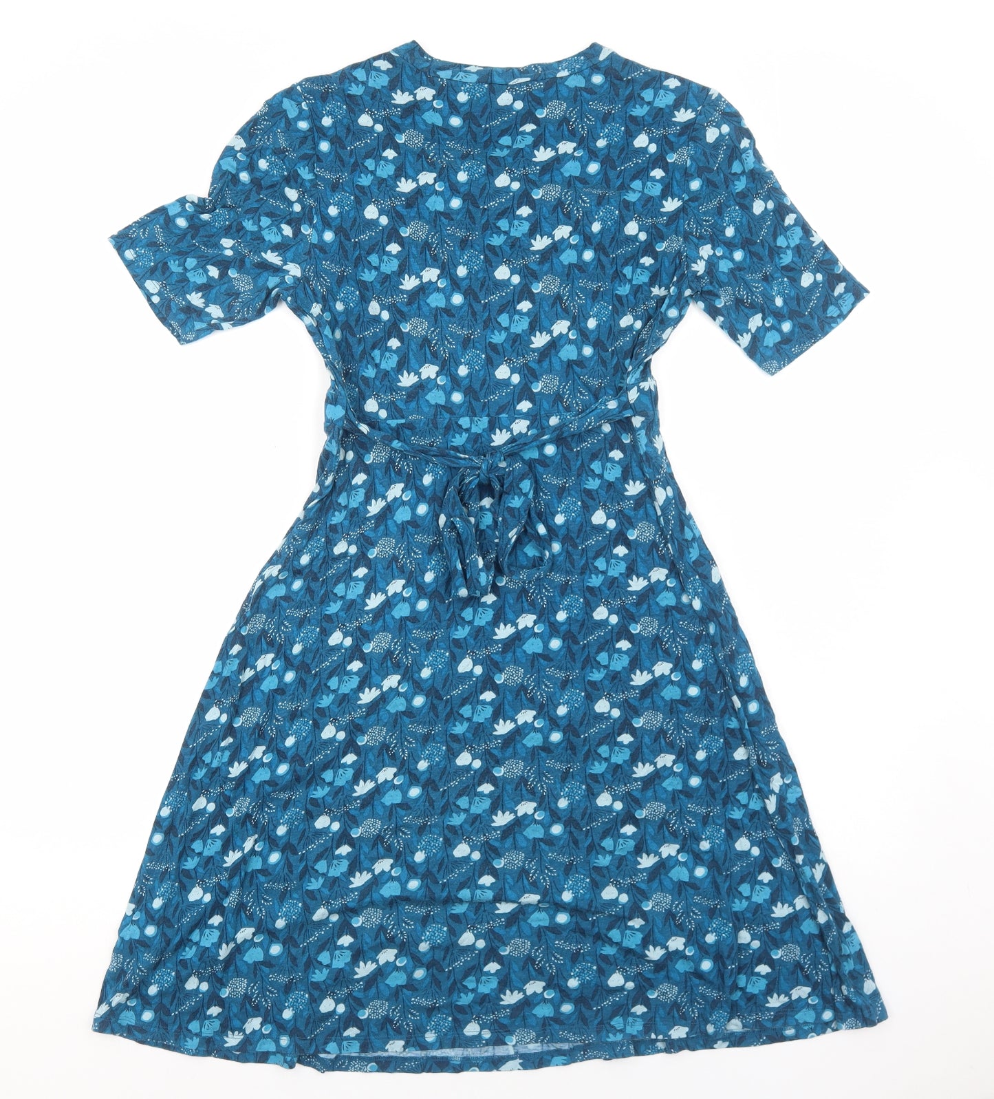 Seasalt Cornwall Womens Blue Geometric Viscose Fit & Flare Size 10 V-Neck Pullover