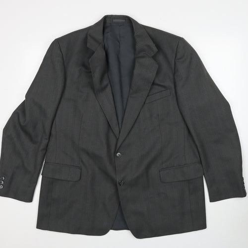 Preworn Mens Grey Striped Wool Jacket Suit Jacket Size 44 Regular