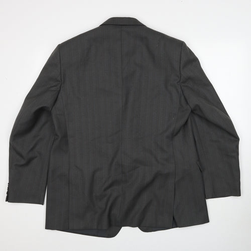 Preworn Mens Grey Striped Wool Jacket Suit Jacket Size 44 Regular