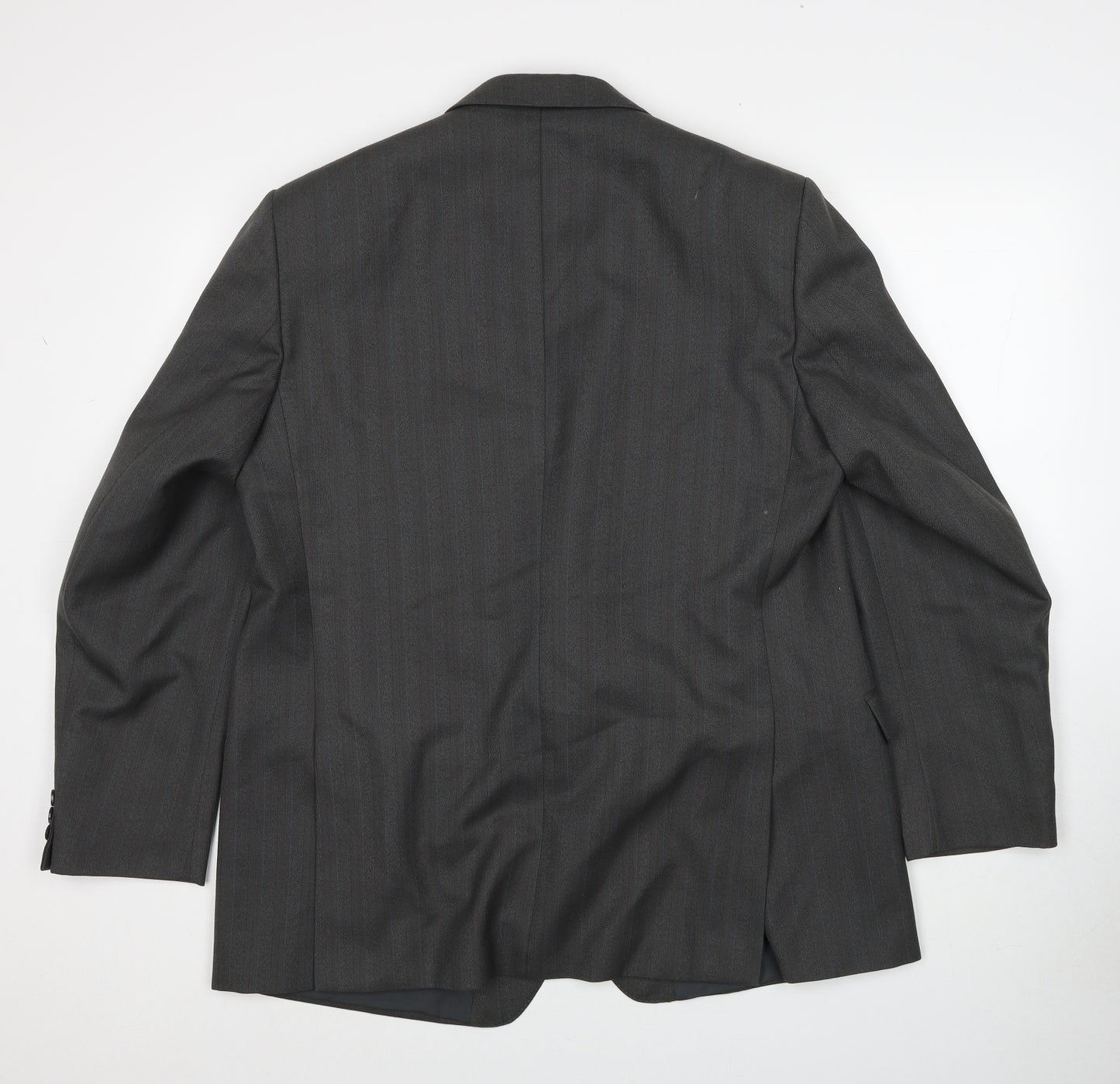 Preworn Mens Grey Striped Wool Jacket Suit Jacket Size 44 Regular