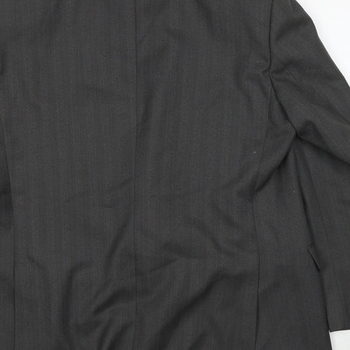 Preworn Mens Grey Striped Wool Jacket Suit Jacket Size 44 Regular