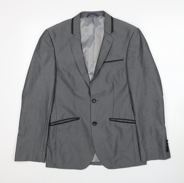 Burton Mens Grey Polyester Jacket Suit Jacket Size 36 Regular