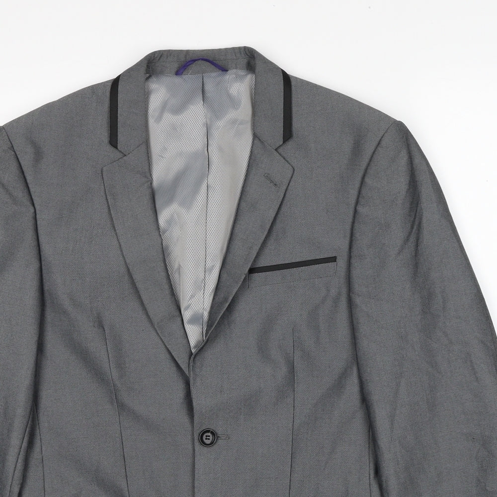 Burton Mens Grey Polyester Jacket Suit Jacket Size 36 Regular
