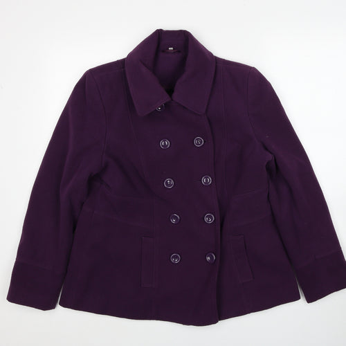 EWM Womens Purple Overcoat Jacket Size 16 Button