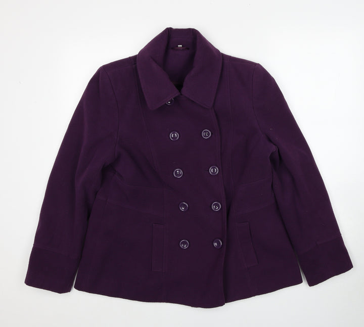 EWM Womens Purple Overcoat Jacket Size 16 Button