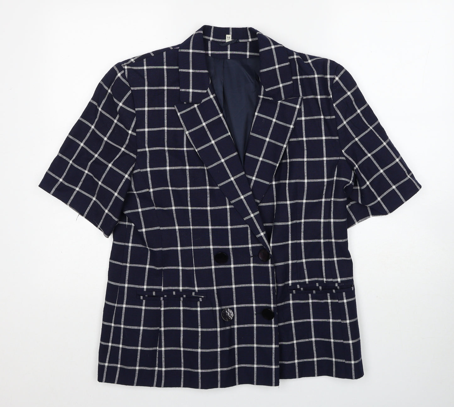 House of Fraser Womens Blue Striped Jacket Blazer Size 14 Button