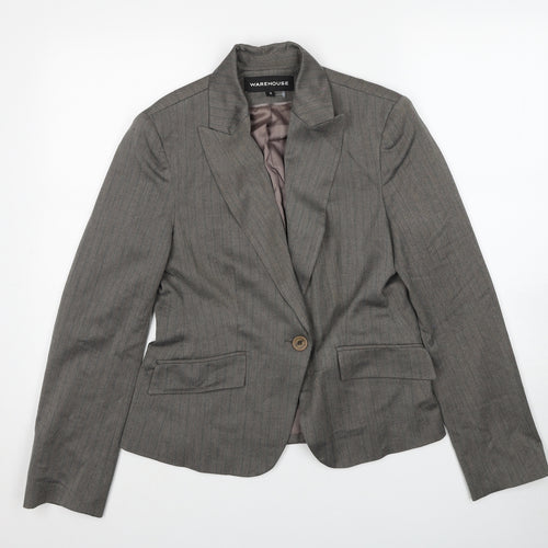 Warehouse Womens Red Striped Jacket Blazer Size 14 Button