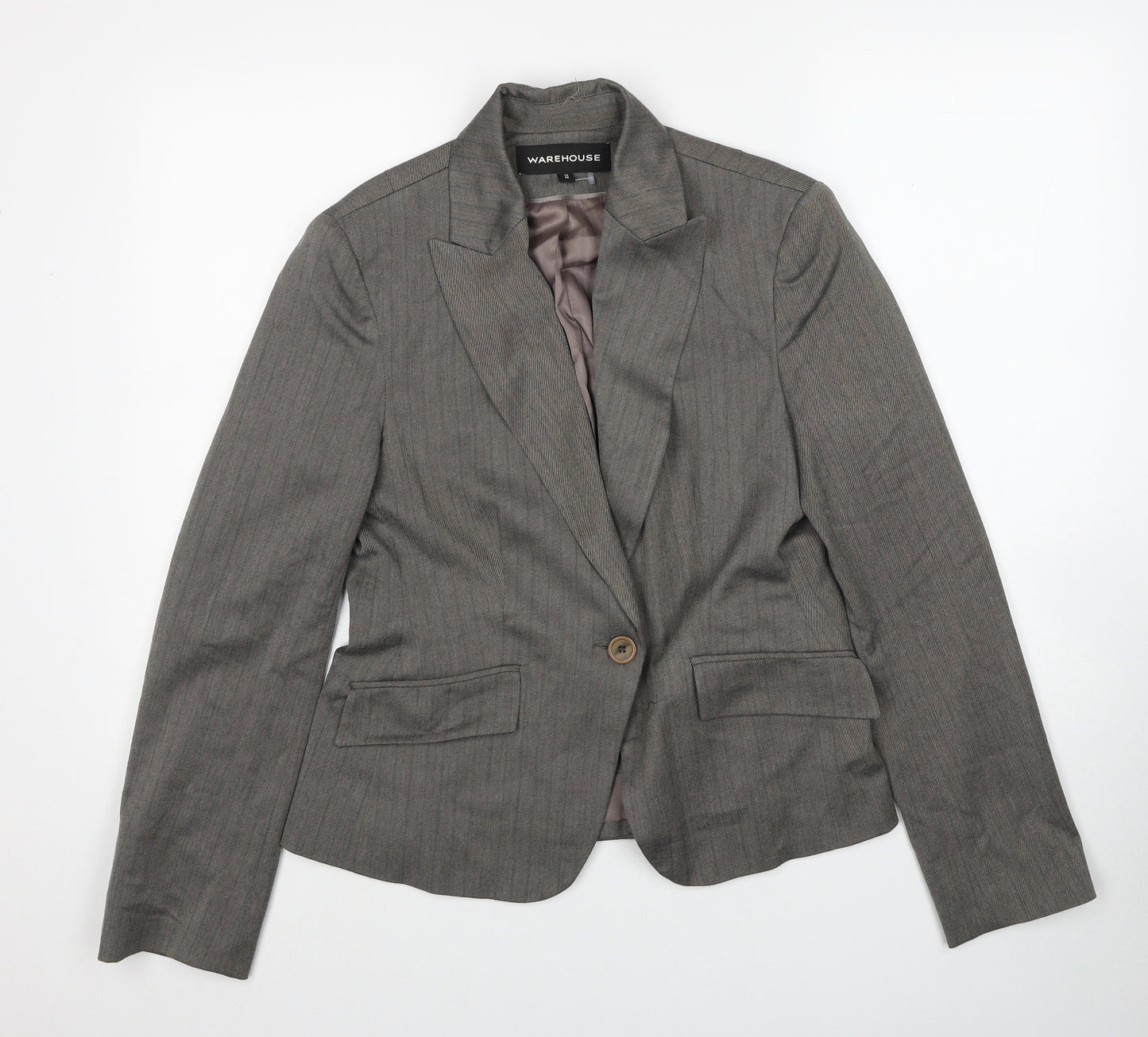 Warehouse Womens Red Striped Jacket Blazer Size 14 Button