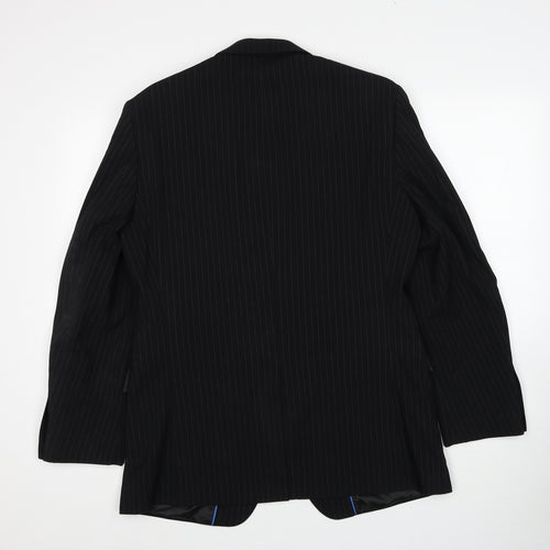 Butler & Webb Mens Black Striped Polyester Jacket Suit Jacket Size 36 Regular