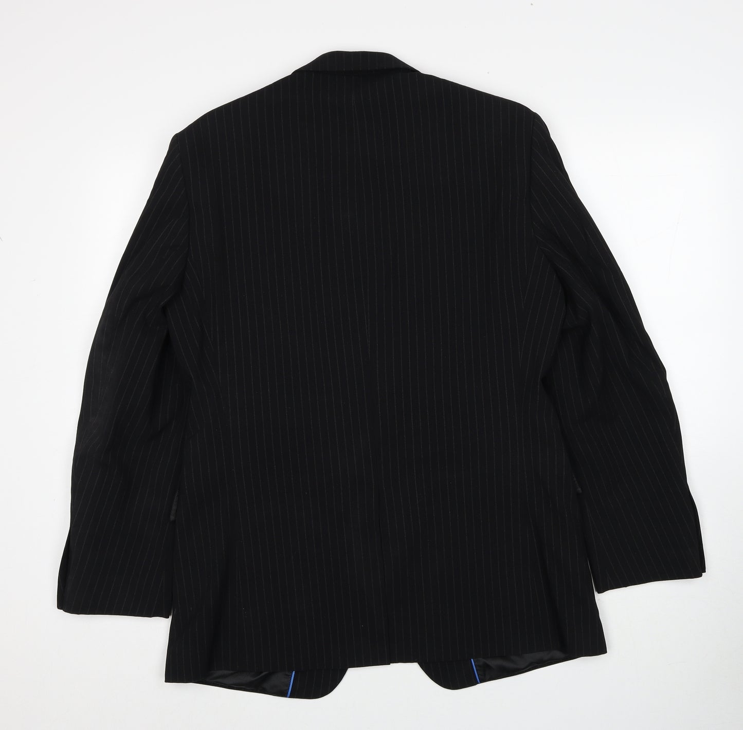 Butler & Webb Mens Black Striped Polyester Jacket Suit Jacket Size 36 Regular