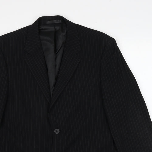 Butler & Webb Mens Black Striped Polyester Jacket Suit Jacket Size 36 Regular