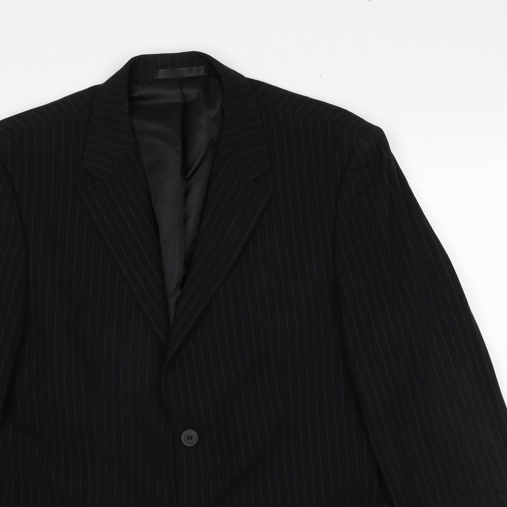 Butler & Webb Mens Black Striped Polyester Jacket Suit Jacket Size 36 Regular