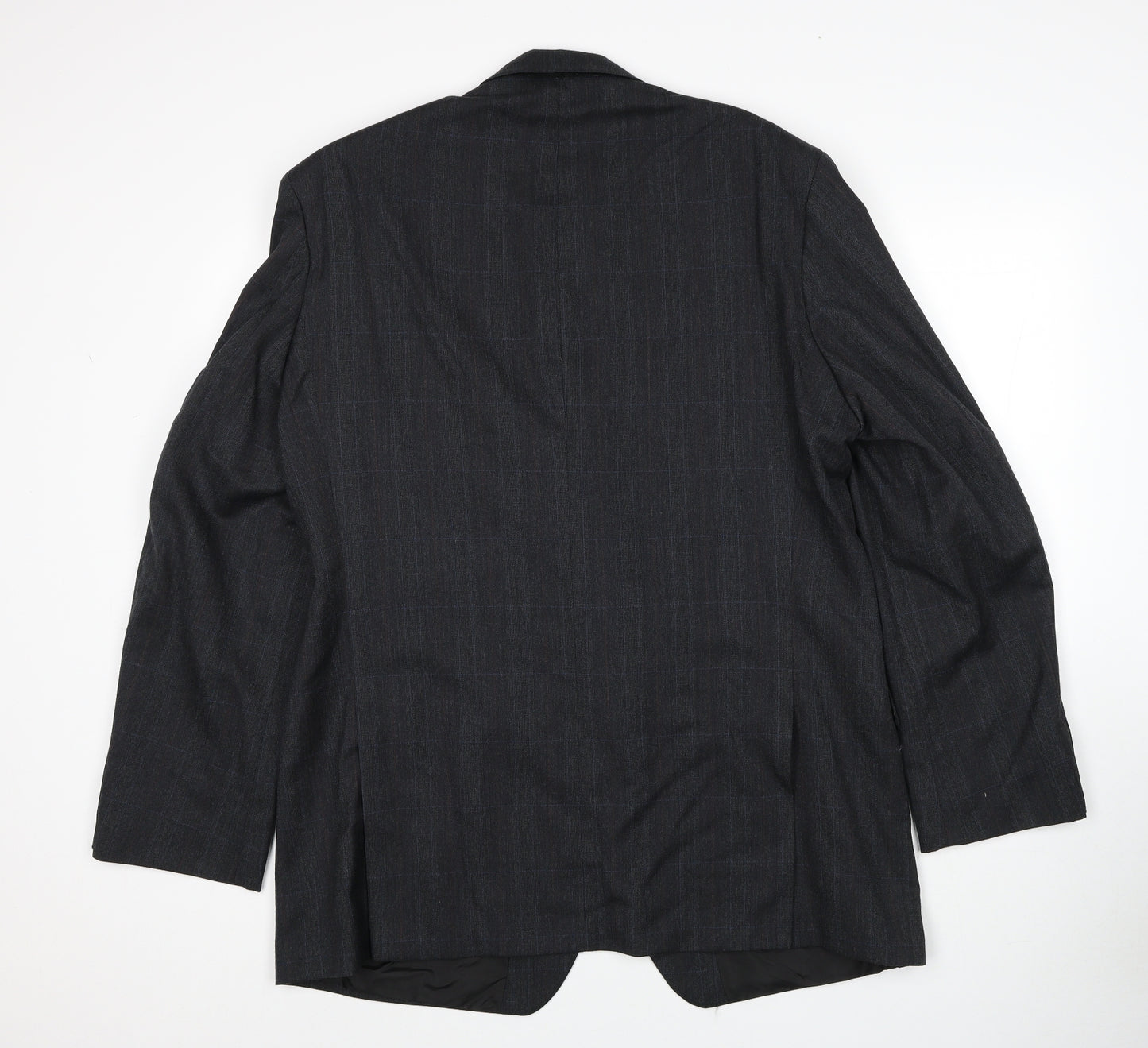 Marks and Spencer Mens Grey Plaid Polyester Jacket Suit Jacket Size 44 Regular