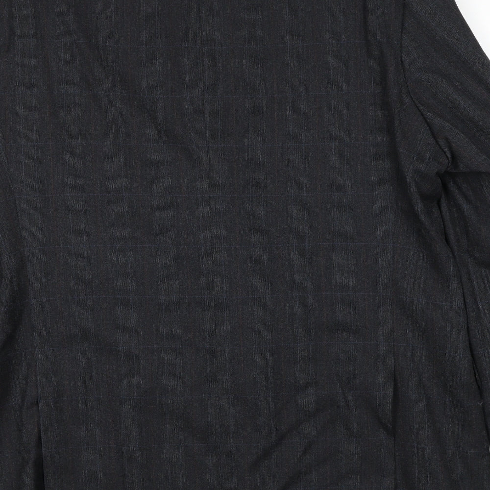 Marks and Spencer Mens Grey Plaid Polyester Jacket Suit Jacket Size 44 Regular