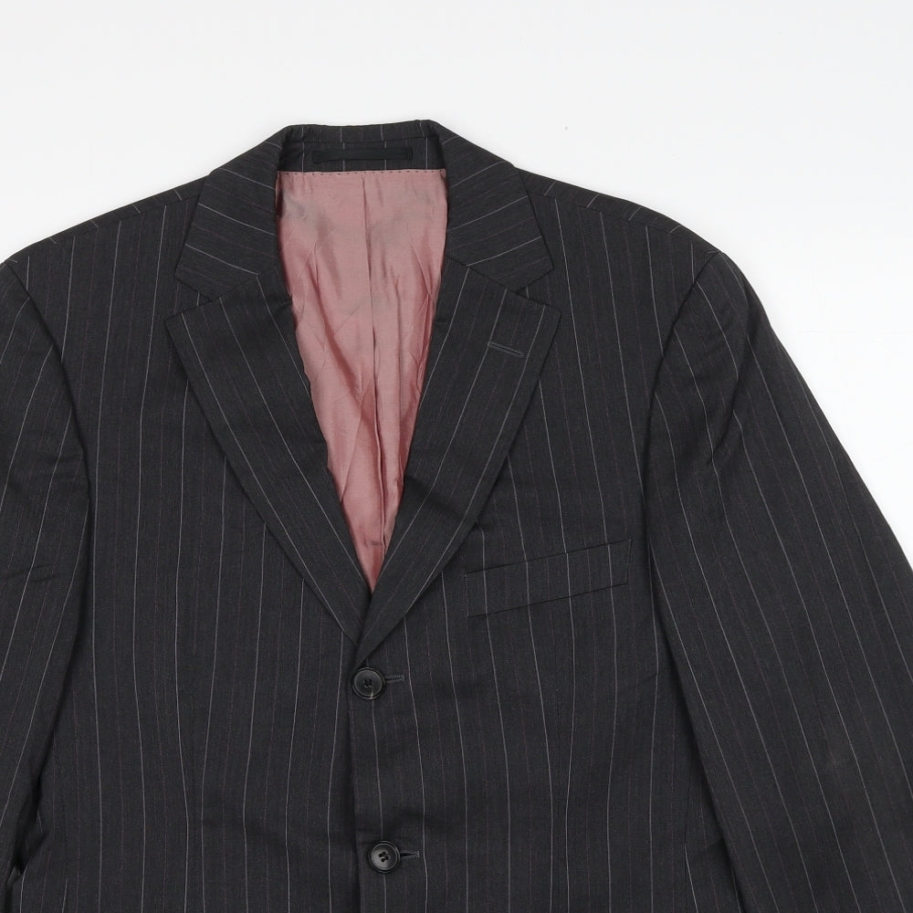 HUGO BOSS Mens Grey Striped Wool Jacket Suit Jacket Size M Regular