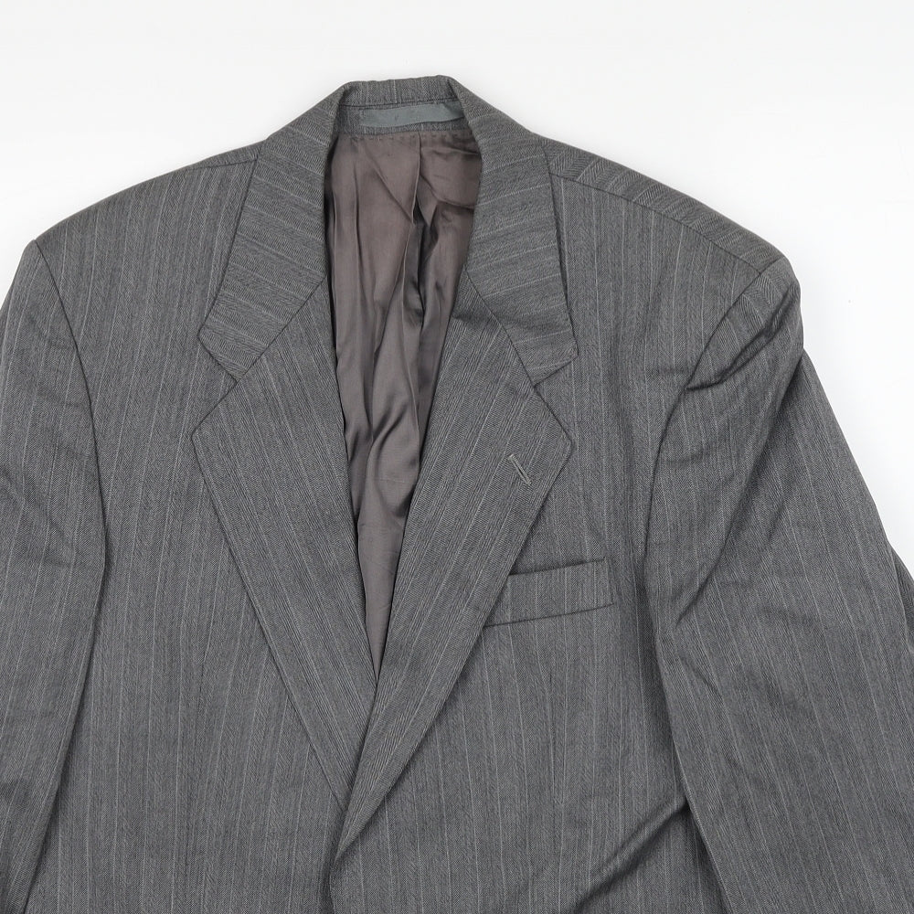 Centaur Mens Grey Striped Wool Jacket Blazer Size 38 Regular
