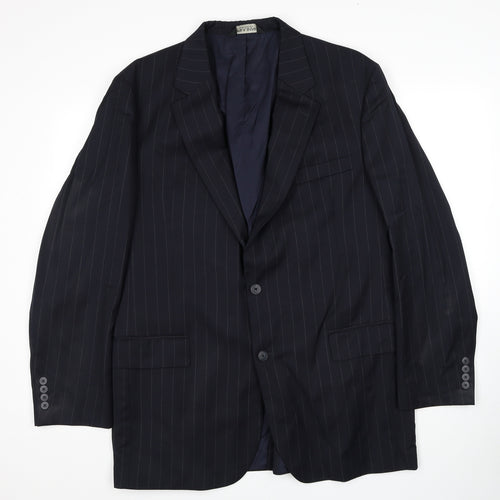 Jos. A. Bank Mens Black Striped Wool Jacket Suit Jacket Size 44 Regular