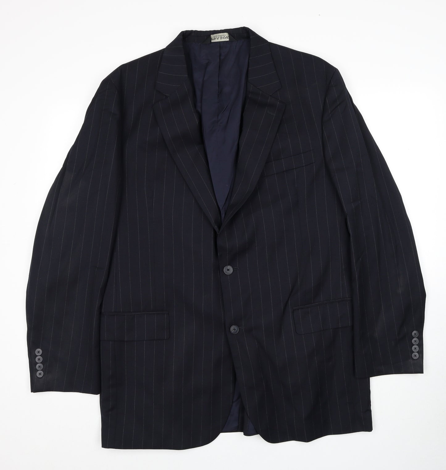 Jos. A. Bank Mens Black Striped Wool Jacket Suit Jacket Size 44 Regular