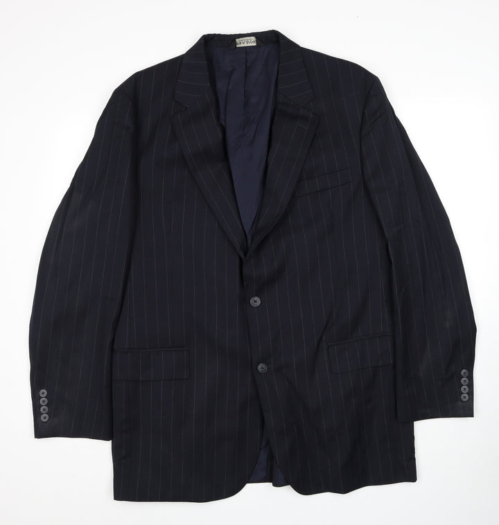 Jos. A. Bank Mens Black Striped Wool Jacket Suit Jacket Size 44 Regular