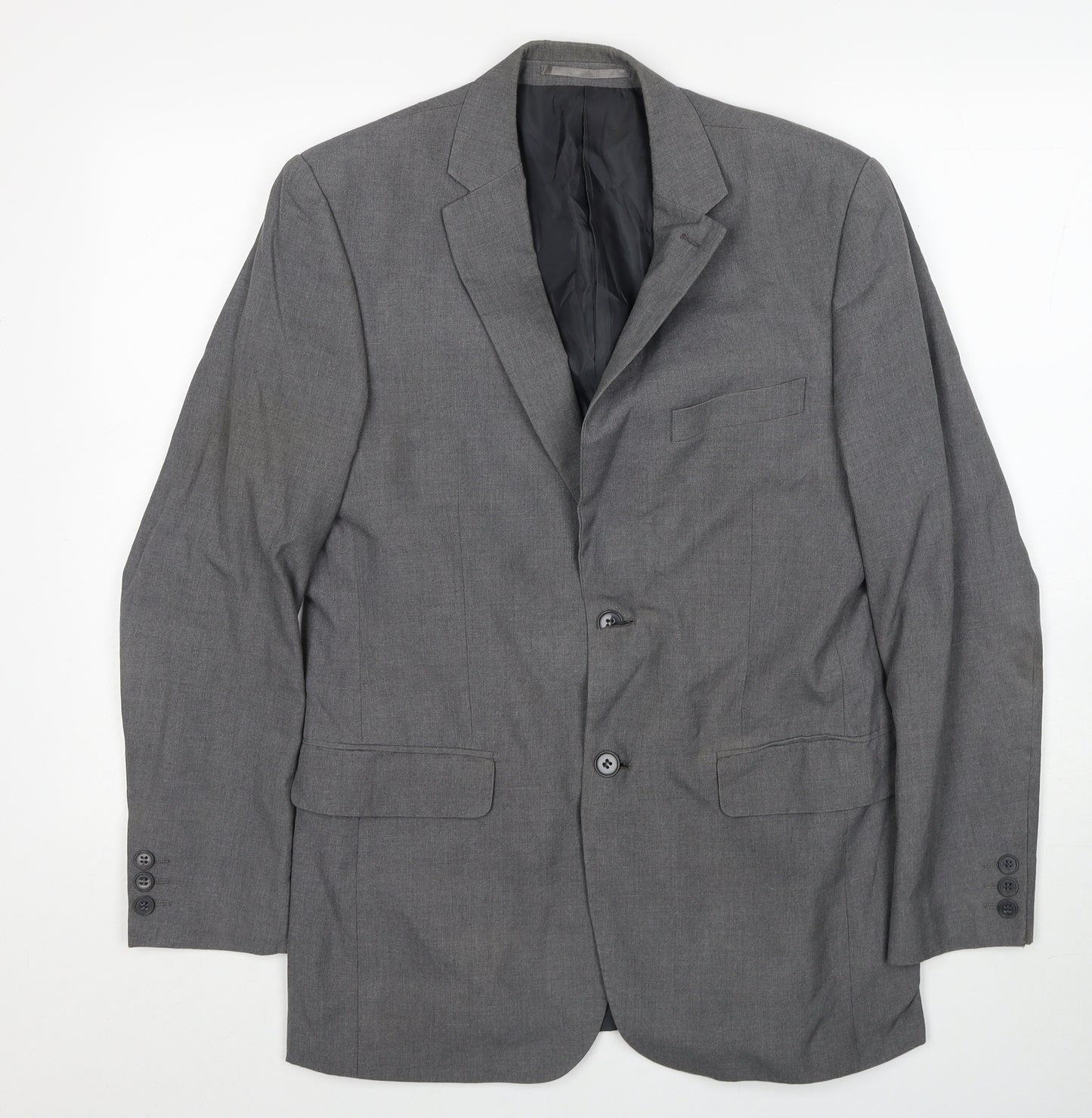Karl Jackson Mens Grey Polyester Jacket Blazer Size 38 Regular