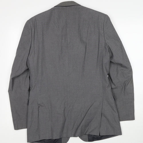 Karl Jackson Mens Grey Polyester Jacket Blazer Size 38 Regular