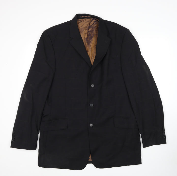 NEXT Mens Black Check Wool Jacket Suit Jacket Size 42 Regular