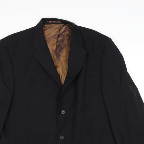 NEXT Mens Black Check Wool Jacket Suit Jacket Size 42 Regular
