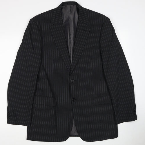 Marks and Spencer Mens Grey Striped Wool Jacket Blazer Size M Regular