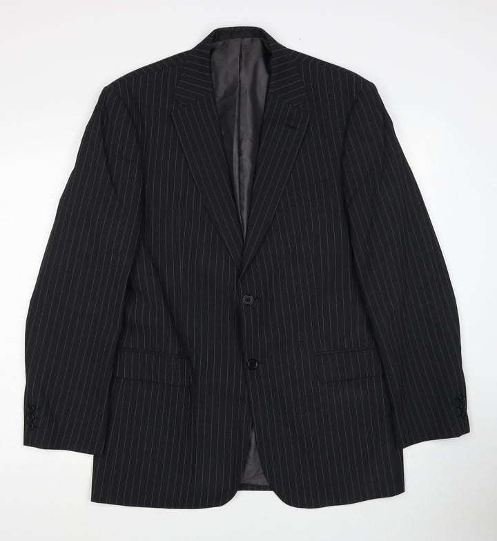 Marks and Spencer Mens Grey Striped Wool Jacket Blazer Size M Regular