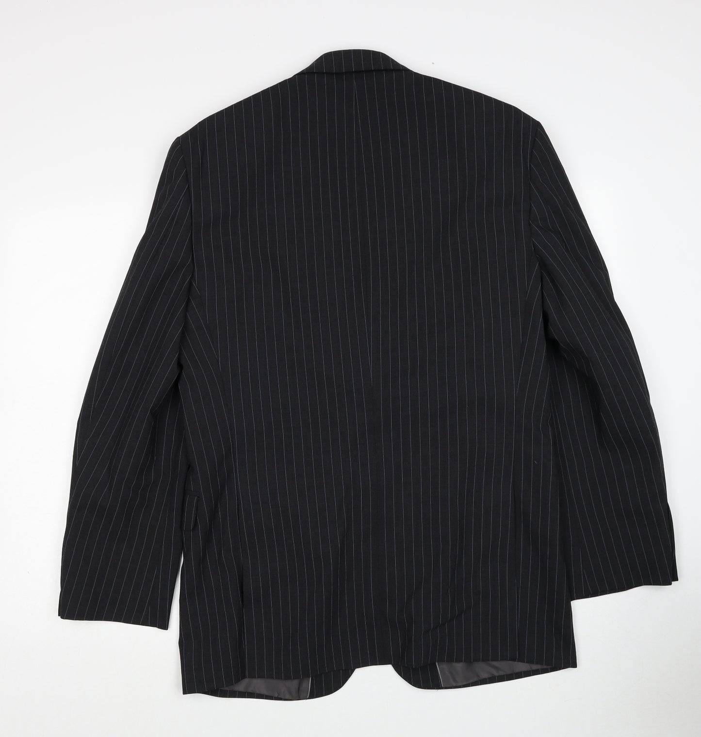 Marks and Spencer Mens Grey Striped Wool Jacket Blazer Size M Regular