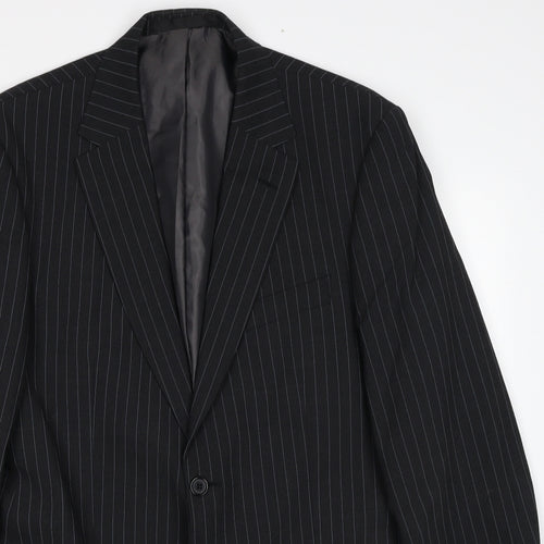 Marks and Spencer Mens Grey Striped Wool Jacket Blazer Size M Regular