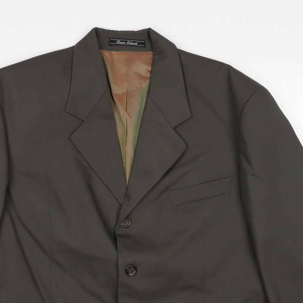 River Island Mens Grey Polyester Jacket Suit Jacket Size 38 Regular