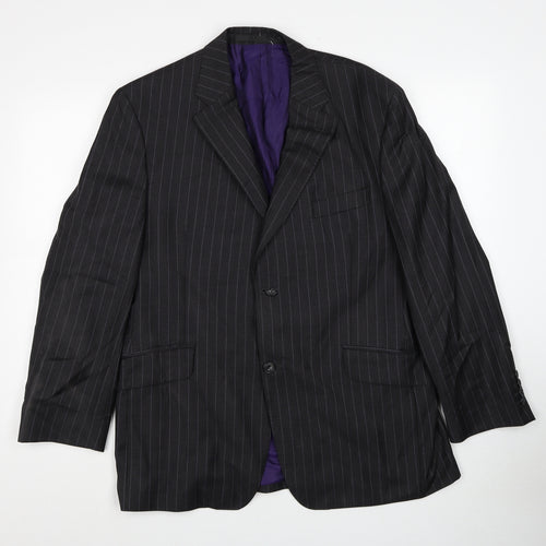 Marks and Spencer Mens Grey Striped Wool Jacket Suit Jacket Size 42 Regular