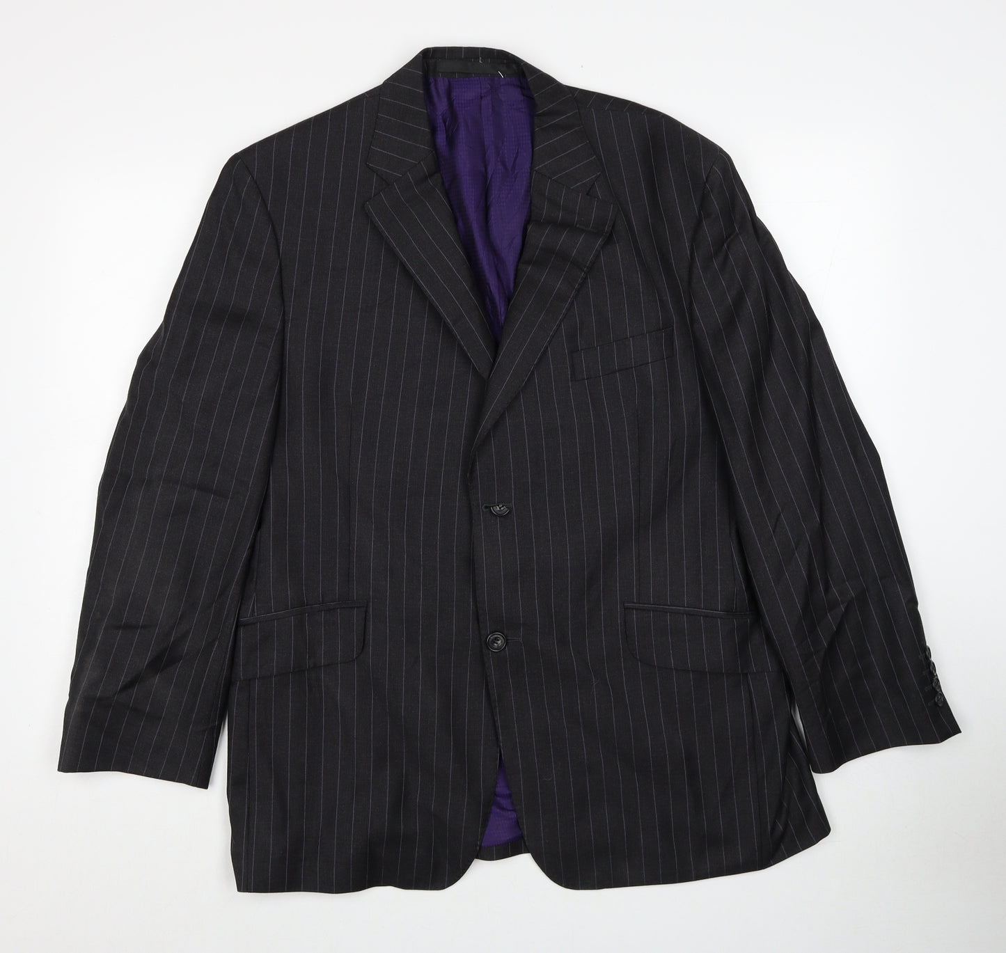 Marks and Spencer Mens Grey Striped Wool Jacket Suit Jacket Size 42 Regular