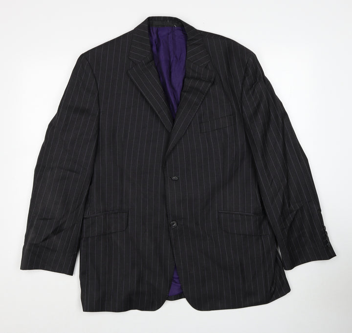 Marks and Spencer Mens Grey Striped Wool Jacket Suit Jacket Size 42 Regular