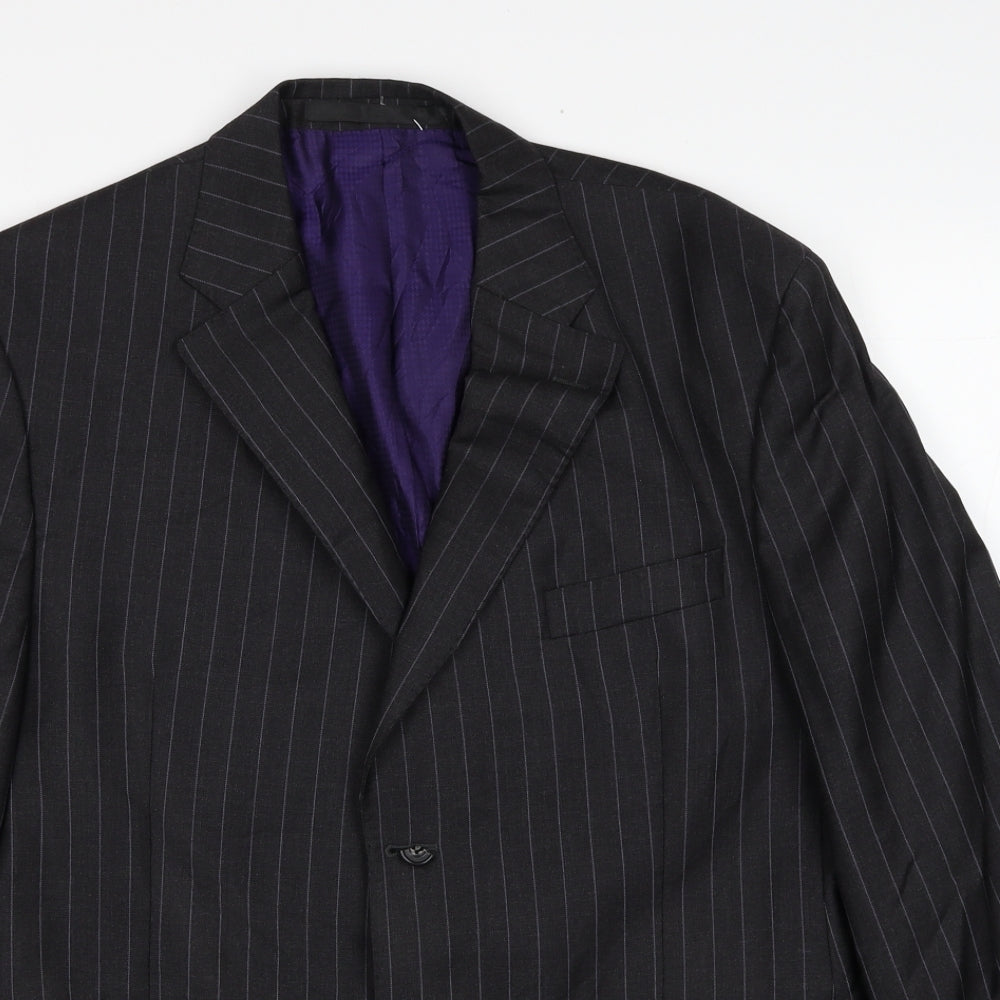 Marks and Spencer Mens Grey Striped Wool Jacket Suit Jacket Size 42 Regular