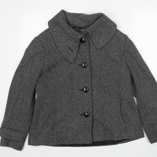 Autonomy Womens Black Geometric Jacket Size 16 Button