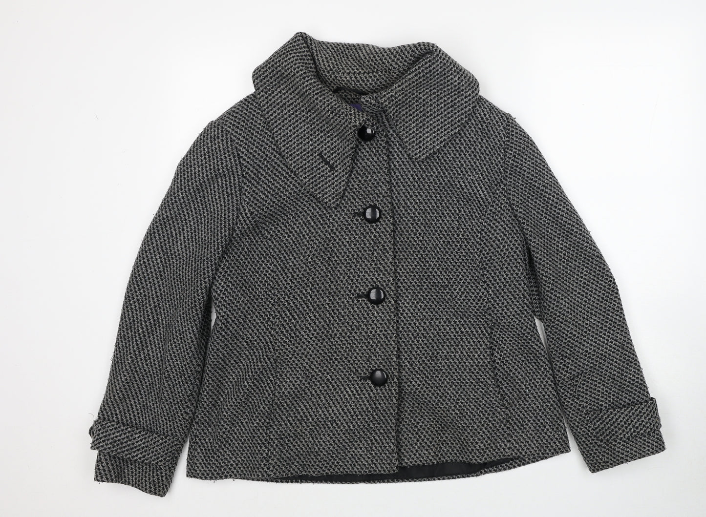 Autonomy Womens Black Geometric Jacket Size 16 Button