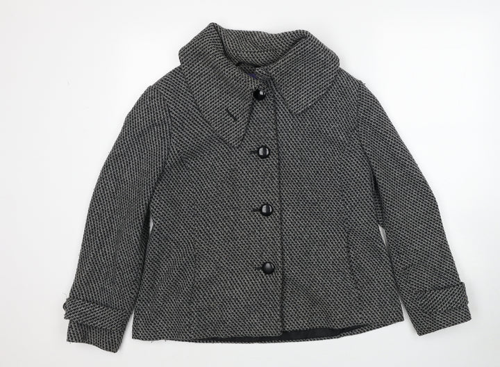 Autonomy Womens Black Geometric Jacket Size 16 Button