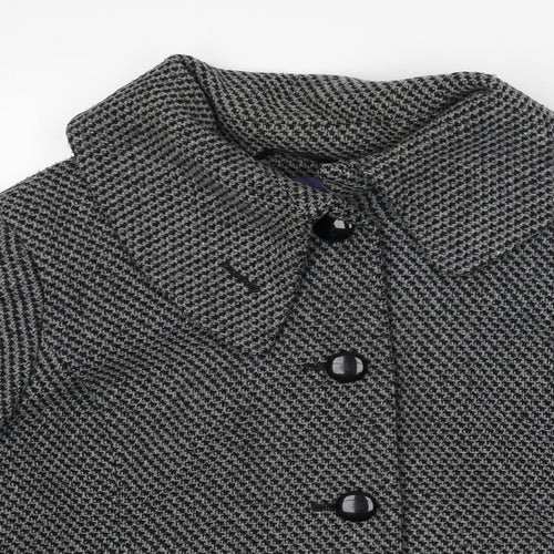 Autonomy Womens Black Geometric Jacket Size 16 Button