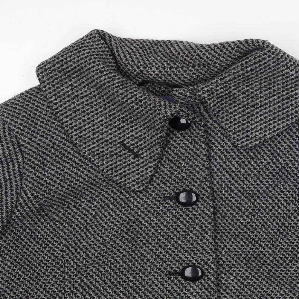 Autonomy Womens Black Geometric Jacket Size 16 Button