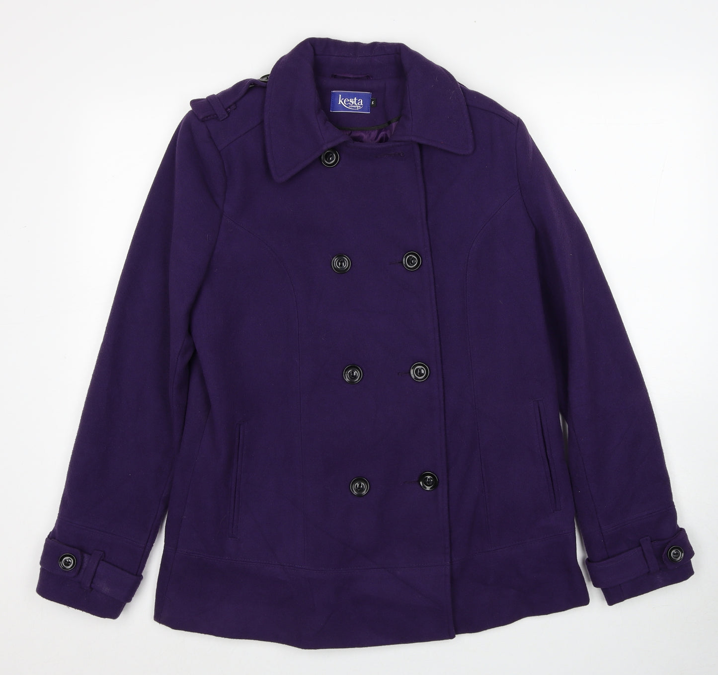 Kesta Womens Purple Pea Coat Jacket Size 14 Button