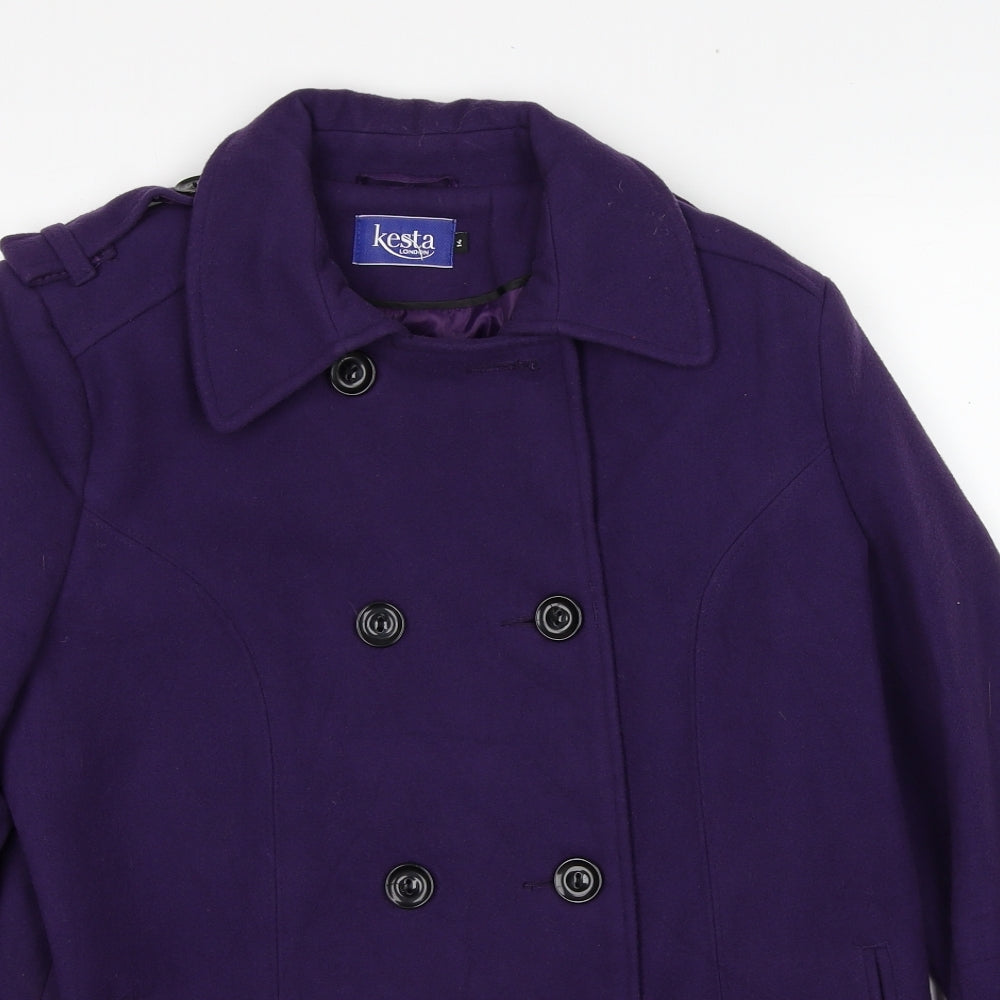 Kesta Womens Purple Pea Coat Jacket Size 14 Button