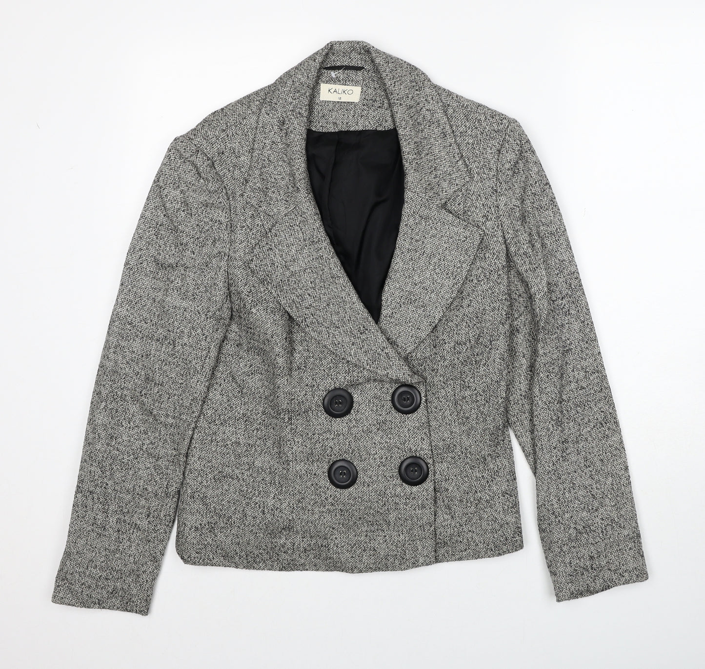 Kaliko Womens Grey Geometric Jacket Blazer Size 12 Button