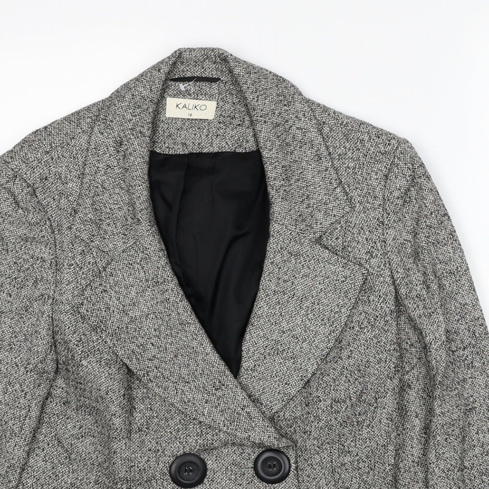 Kaliko Womens Grey Geometric Jacket Blazer Size 12 Button