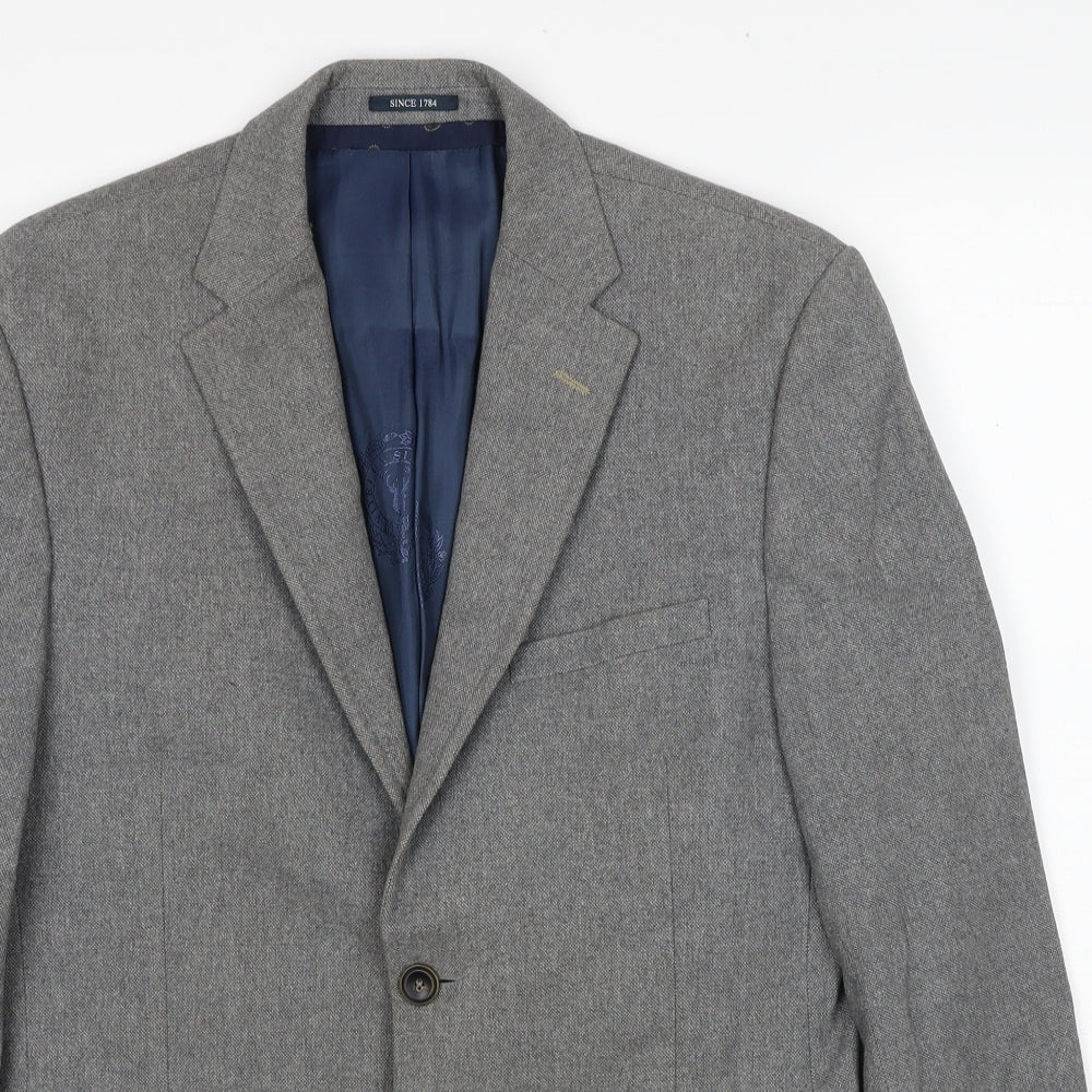Viyella Mens Grey Cotton Jacket Suit Jacket Size 40 Regular
